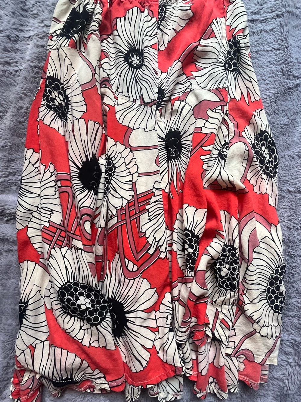 Pura Vida Coral and Black Floral Print Skirt